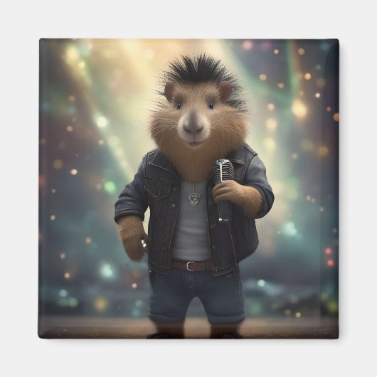 Aimant Mohawk Capybara Rockstar, (Devant)