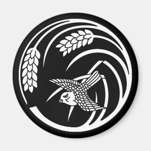 Aimant Moineau dans un cercle de plants de riz