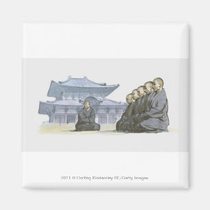 Aimant Moines de bouddhiste zen se mettant à genoux en