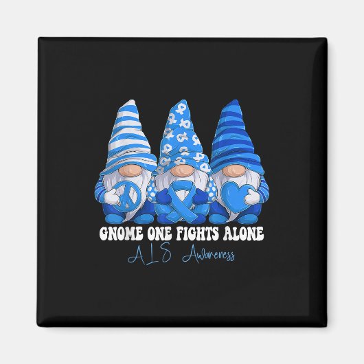 Aimant Mois de sensibilisation Als Bleu Ruban Gnomes Sout (Devant)