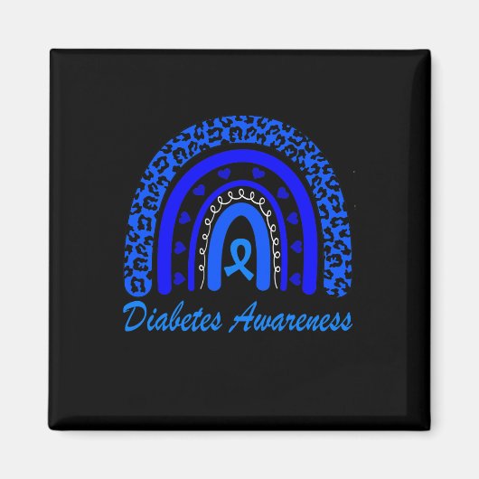 Aimant Mois de sensibilisation au diabète Leopard Rainbow (Devant)