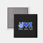 Aimant Mois de sensibilisation Bleu Ruban Paix Amour Cure (Recto/Verso)