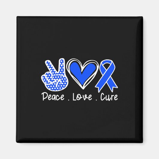 Aimant Mois de sensibilisation Bleu Ruban Paix Amour Cure (Devant)