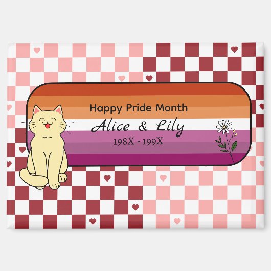 Aimant Mois fierté gay Chat mignon Coucher de soleil Drap (Recto)