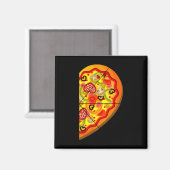 Aimant Moitié Pizza Coeurs mignons Forme Correspondant Co (Recto/Verso)
