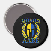 Aimant Molon Labe Spartan Armor Laurels Bleu jaune (Recto/Verso)