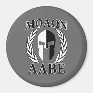 Aimant Molon Labe Spartan Mask Armor Laurels Monochrome