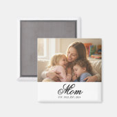 Aimant Mom Established Black Elegant Script Photo (Recto/Verso)