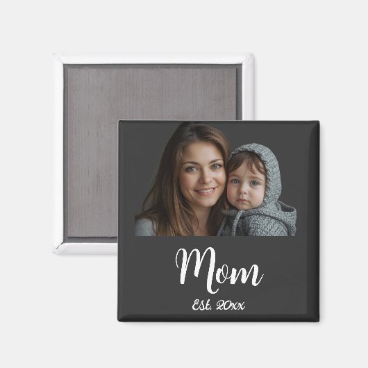 Aimant Mom Established Year Black Modern Script  (Recto/Verso)