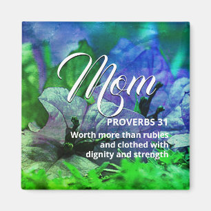 Aimant MOM Happy Mother's Day PROVERBS 31 Blue Green