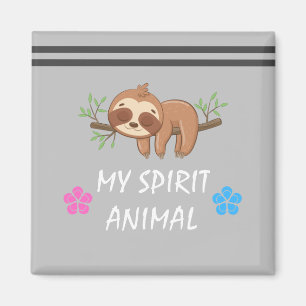 Aimant Mon animal spirituel   Paresseux mignon endormi