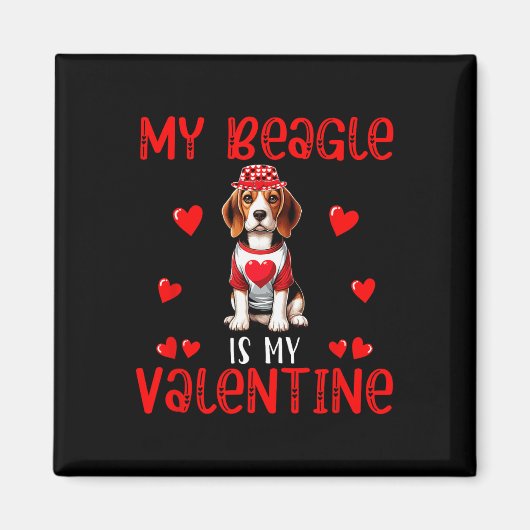 Aimant Mon Beagle est mon costume de la Saint-Valentin à (Devant)