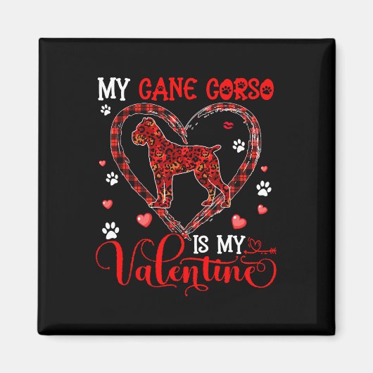 Aimant Mon Cane Corso est mon léopard valentin en mignon (Devant)