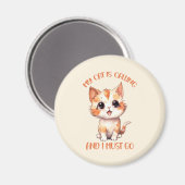 Aimant Mon Chat Appelle Un Chat Orange Cute (Recto/Verso)