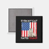 Aimant Mon chat déteste Trump contre Trump American Flag (Recto/Verso)