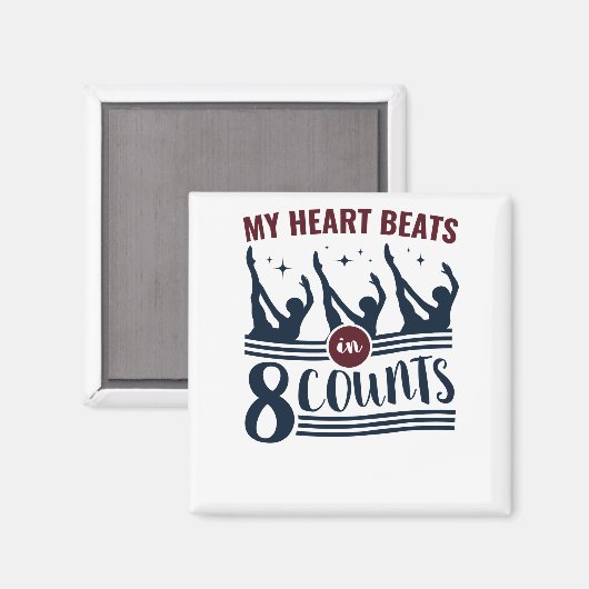 Aimant Mon Coeur bat En 8 Comtes Natation Synchronisée (Recto/Verso)