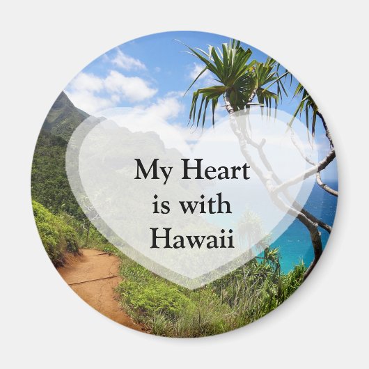 Aimant Mon coeur est avec le bouton Hawaii (Devant)