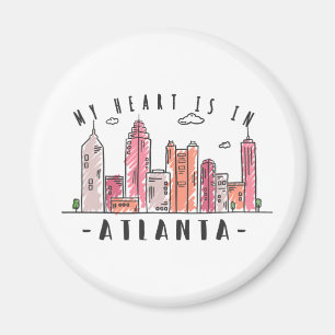 Aimant Mon coeur est en ATLANTA Love USA - Skyline dessin