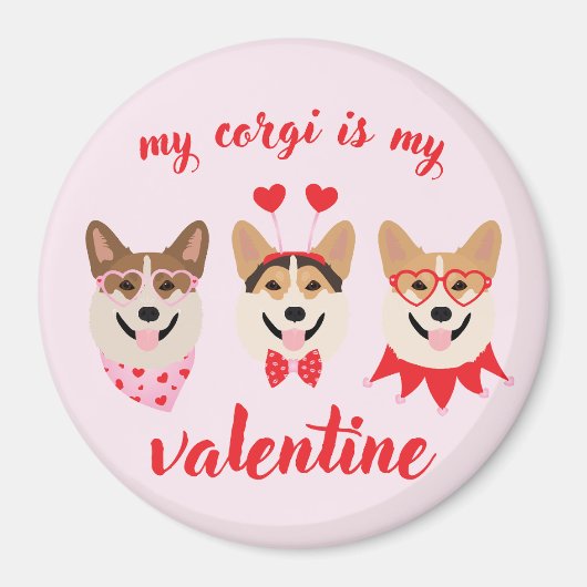 Aimant Mon Corgi est ma Saint Valentin (Devant)