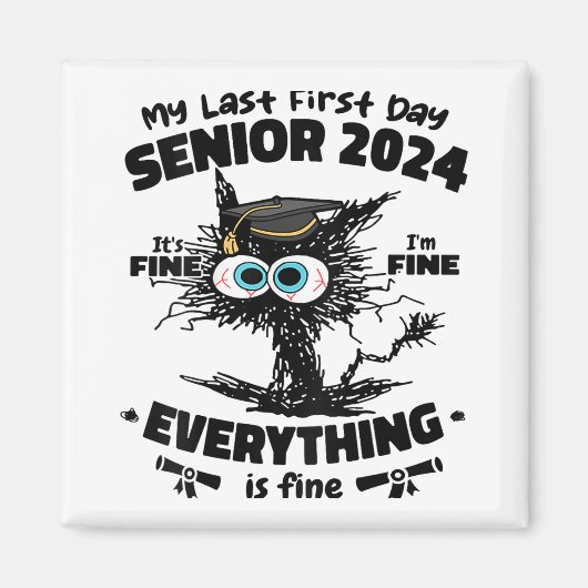 Aimant Mon Dernier premier jour senior 2024 C'est très bi (Devant)