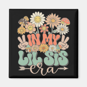 Aimant Mon époque petite sœur florale hippie groovy rétro