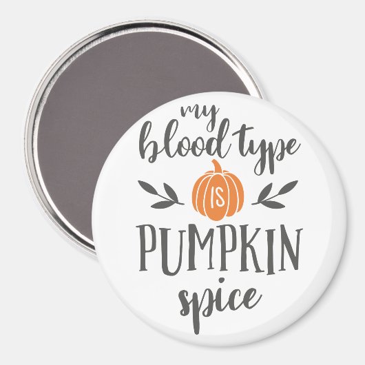 Aimant Mon groupe sanguin est épice Citrouille (Recto/Verso)