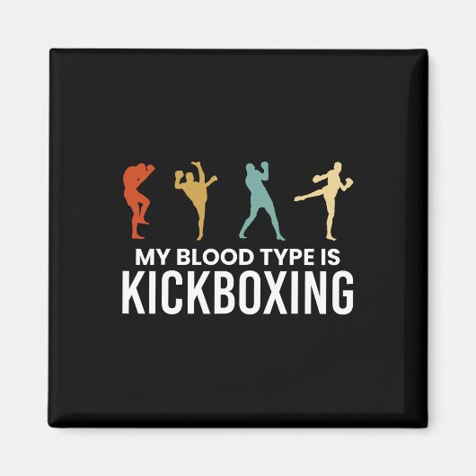 Aimant Mon groupe sanguin est kickboxing Kickboxer (Devant)