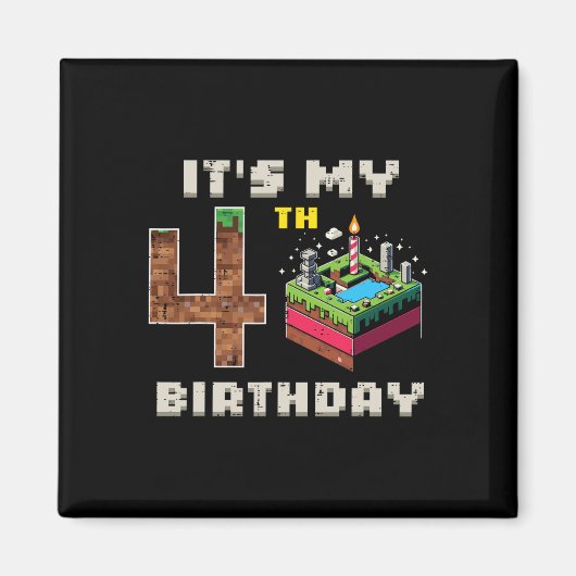 Aimant Mon jeu vidéo pixelisé pour gâteau d'anniversaire  (Devant)