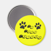 Aimant Mon meilleur ami chien pattes pois sur jaune (Recto/Verso)