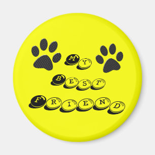 Aimant Mon meilleur ami Chien Paws Polka Dot sur jaune