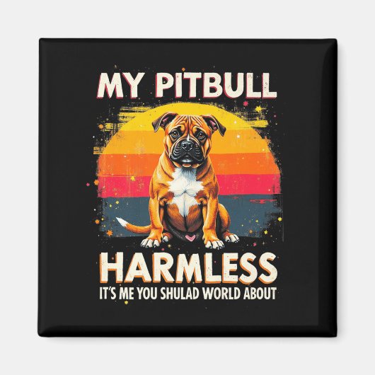 Aimant Mon Pitbull est Vintage Pitbul Premium (Devant)