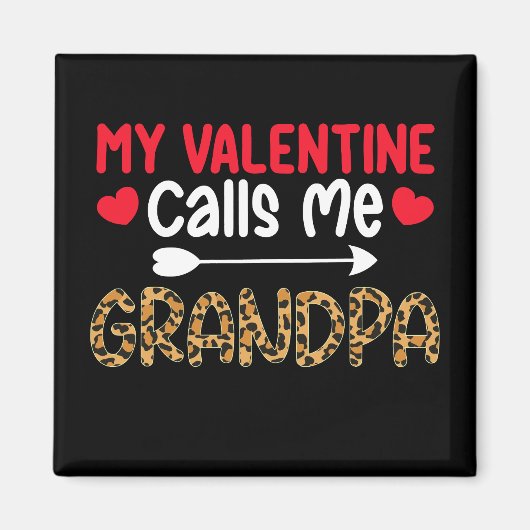 Aimant Mon Valentin m'appelle Grand-père Léopard Buffle (Devant)