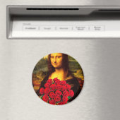 Aimant Mona Lisa Avec Bouquet De Roses Rouges (In Situ (Lave-vaisselle))