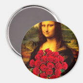 Aimant Mona Lisa Avec Bouquet De Roses Rouges (Recto/Verso)