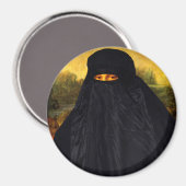 Aimant Mona Lisa cachée derrière la burqa (Recto/Verso)