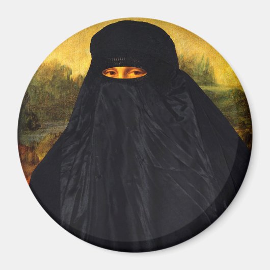 Aimant Mona Lisa cachée derrière la burqa (Devant)