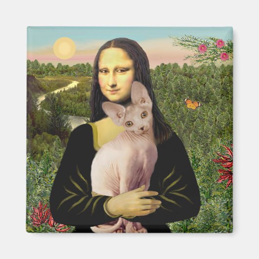 Aimant Mona Lisa - Chat Sphynx crème (Devant)