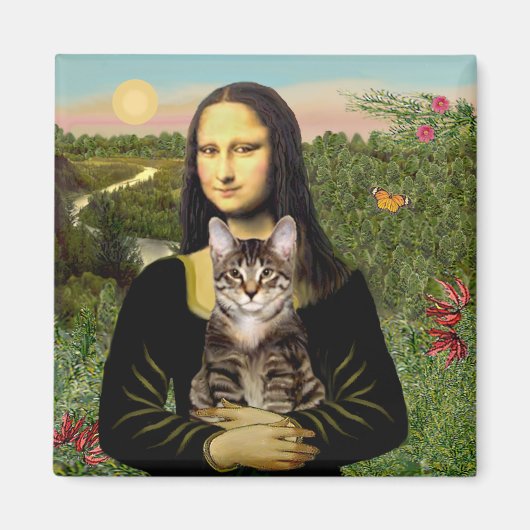 Aimant Mona Lisa - Chat tigré tabby marron (Devant)