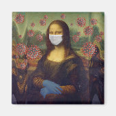 Aimant Mona Lisa Jouer En Sécurité Autour De Coronavirus, (Devant)