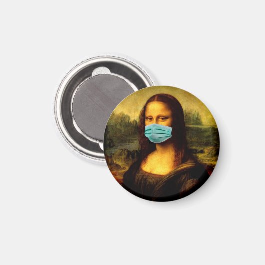 Aimant Mona lisa mis en quarantaine avec un bandage pour  (Recto/Verso)