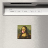 Aimant Mona Lisa soufflant de bulle rose (In Situ (Lave-vaisselle))
