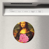Aimant Mona Lisa With Bouquet Of Pink Roses (In Situ (Lave-vaisselle))