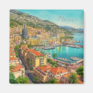 Aimant Monaco Monte Carlo Europe Aquarelle Voyage