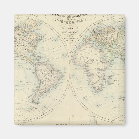 Aimant Monde en hémisphères (Devant)