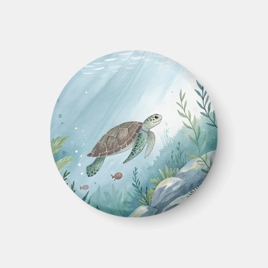 Aimant Monde sous-marin avec tortue (Devant)