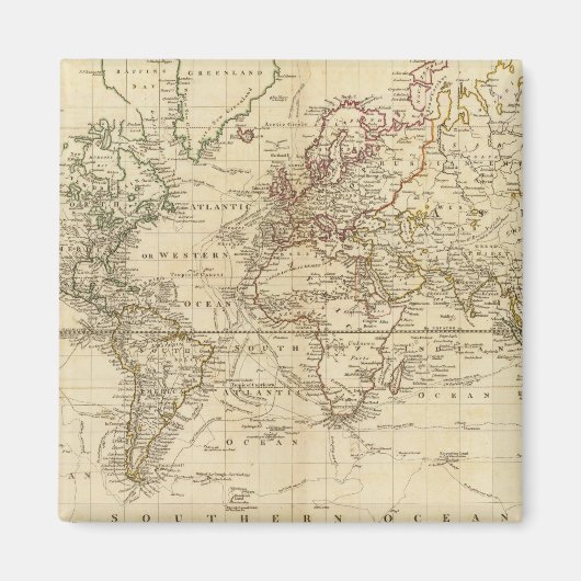 Aimant Monde sur la projection de Mercator (Devant)