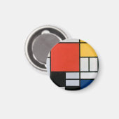 Aimant Mondrial Composition Rouge Jaune Bleu Noir (Recto/Verso)