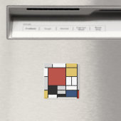 Aimant Mondrian Peinture Rouge Plane Jaune Noir Gris Bleu (In Situ (Lave-vaisselle))