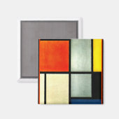 Aimant Mondrian - Tableau 3 avec orange, rouge, jaune, (Recto/Verso)