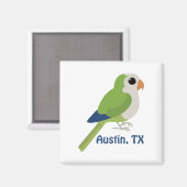 Aimant Monk Parakeet - Austin, Texas (Recto/Verso)